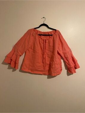Women’s Coral Tiered-Sleeve Peasant Blouse
